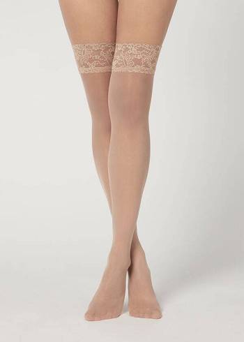 Calzedonia 20 Denier Sheer Thigh-Highs Strümpfe Damen Beige | CH2940QZ