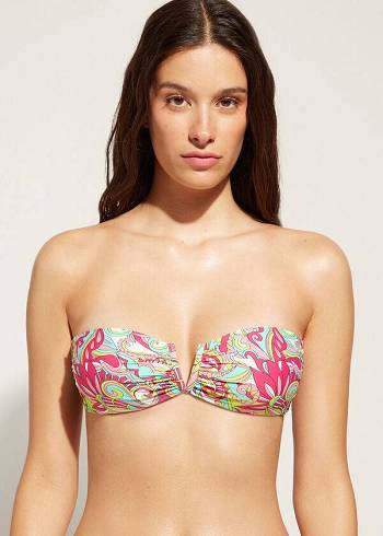 Calzedonia Bandeau Londra Bikinioberteile Damen Rosa | CH2495DN