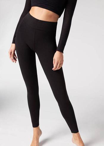 Calzedonia Baumwoll Leggings Damen Schwarz | CH1552XF