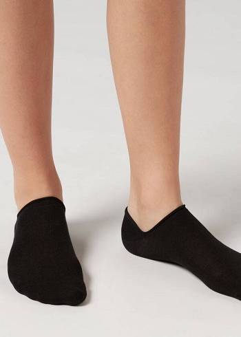 Calzedonia Baumwoll No-Show Socken Damen Schwarz | CH1911HK