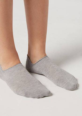 Calzedonia Baumwoll No-Show Socken Damen Grau | CH1916XF