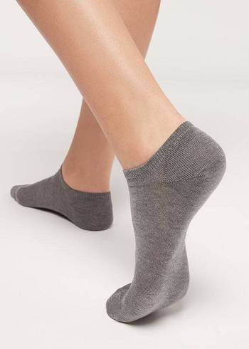 Calzedonia Baumwoll No-Show cobey Socken Damen Grau | CH1906AP