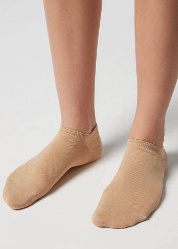 Calzedonia Baumwoll No-Show rosa Socken Herren Braun Beige | CH1298QZ