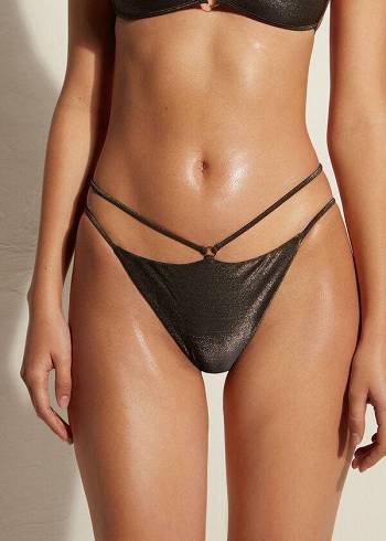 Calzedonia Brazilian Side String Hollywood Bikinihosen Damen Schwarz | CH2871NB