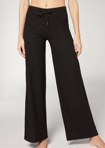 Calzedonia Cashmere Palazzo Leggings Damen Schwarz | CH1566OR