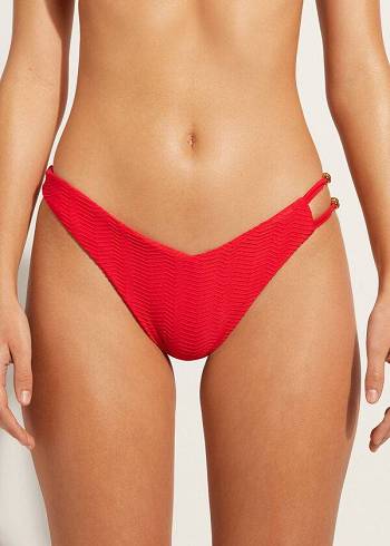 Calzedonia Chevron High-Cut Brazilian Casablanca Bikinihosen Damen Rot | CH2838FM