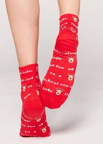 Calzedonia Christmas Series Kurzes Socken Damen Rot | CH1821RW