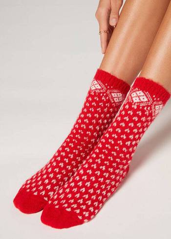 Calzedonia Christmas Soft Kurzes Socken Damen Rot | CH1816NB