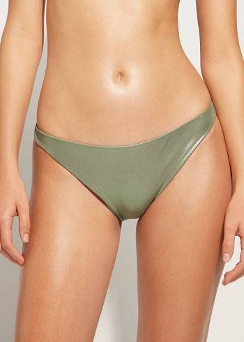 Calzedonia Coated-Effect Antigua Bikinihosen Damen Grün | CH2830XF