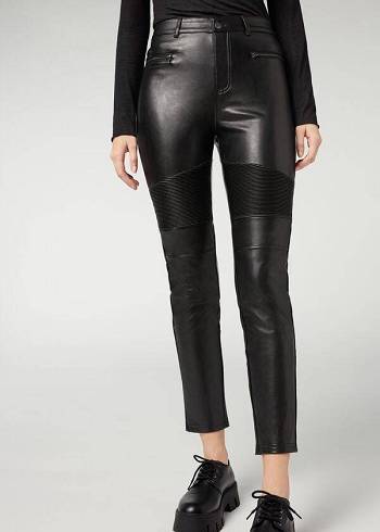 Calzedonia Coated Thermal Schlank Biker Leggings Damen Schwarz | CH1559WY