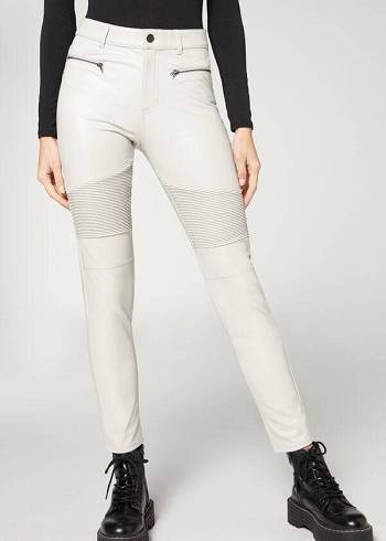 Calzedonia Coated Thermal Schlank Biker Leggings Damen Weiß | CH1560EX