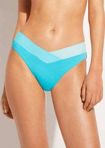 Calzedonia Color Block Azzorre Bikinihosen Damen Türkis Grün | CH2821RW