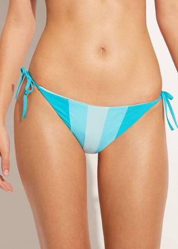 Calzedonia Color Block String Azzorre Bikinihosen Damen Türkis Grün | CH2820TV