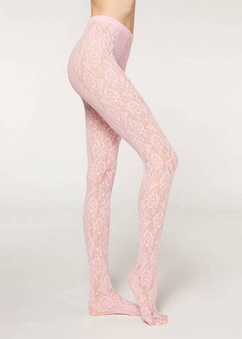 Calzedonia Colored Floral Spitze Patterned Strumpfhose Damen Rosa | CH3102UT