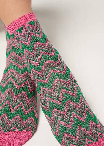 Calzedonia Colorful Chevron Motif Kurzes Socken Damen Rosa | CH1812XF