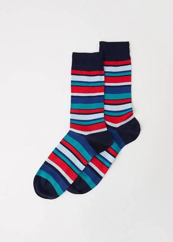 Calzedonia Colorful Gestreift Crew Socken Herren Blau | CH1322NB