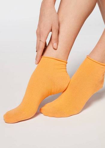 Calzedonia Cuffless Kurzes in Baumwoll Socken Damen Orange | CH1796TV