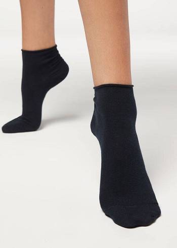 Calzedonia Cuffless Kurzes in Baumwoll Socken Damen Blau | CH1801PQ