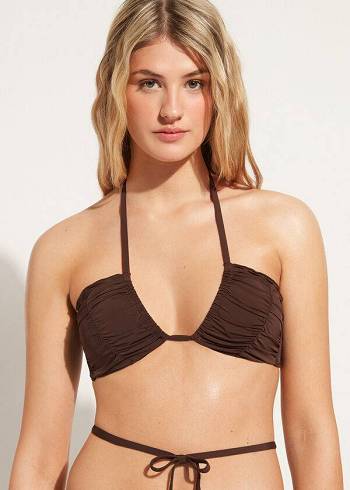 Calzedonia Drawstring Bandeau Islamorada Bikinioberteile Damen Kaffee Braun | CH2479EX