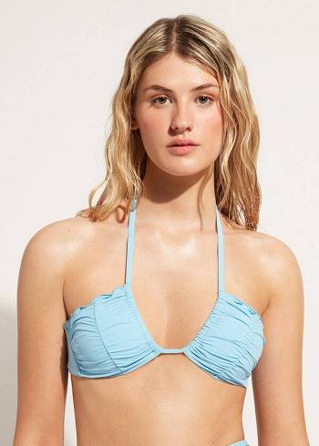 Calzedonia Drawstring Bandeau Islamorada Bikinioberteile Damen Blau | CH2480WY