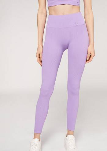 Calzedonia Fine Gerippt Seamless Sport Leggings Damen Lila | CH1541PQ