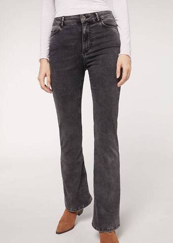 Calzedonia Flared Jeans Damen Grau | CH1596DN