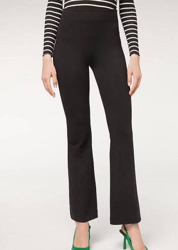 Calzedonia Flared in Supima Ultra Light Baumwoll Leggings Damen Schwarz | CH1537YU