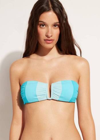 Calzedonia Gepolstert Bandeau Azzorre Bikinioberteile Damen Türkis | CH2407VD