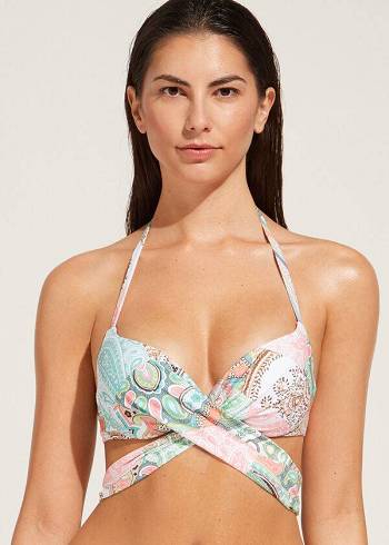 Calzedonia Gepolstert Push-Up Saint Tropez Bikinioberteile Damen Blau | CH2315AP