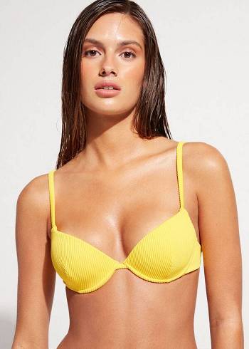 Calzedonia Gepolstert Push-up New York Bikinioberteile Damen Gelb | CH2318IS