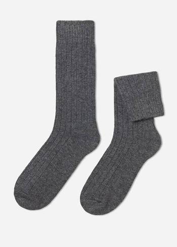 Calzedonia Gerippt Crew with Wolle and Cashmere Socken Herren Grau | CH1371CE