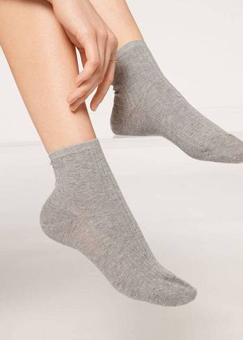 Calzedonia Gerippt Kurzes Socken Damen Grau | CH1714QZ