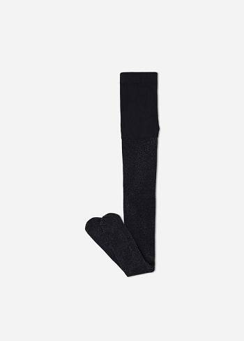 Calzedonia Glitter Microfiber Strumpfhose Kinder Schwarz | CH1214XF