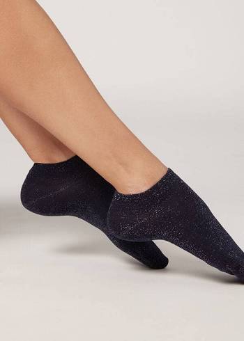 Calzedonia Glittery No-Show pop Socken Damen Blau | CH1898EX