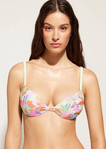 Calzedonia Graduated Gepolstert Push-Up Tahiti Bikinioberteile Damen Grün | CH2464KI