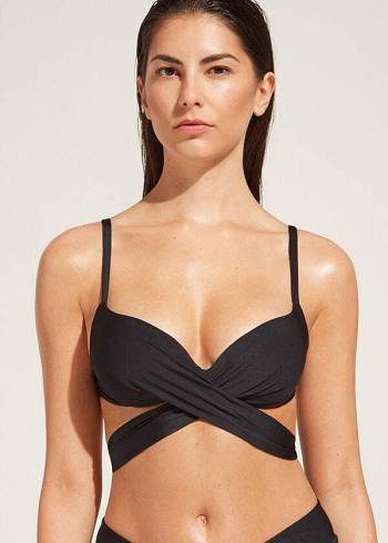 Calzedonia Graduated Gepolstert Push Up Indonesia Bikinioberteile Damen Schwarz | CH2471AP