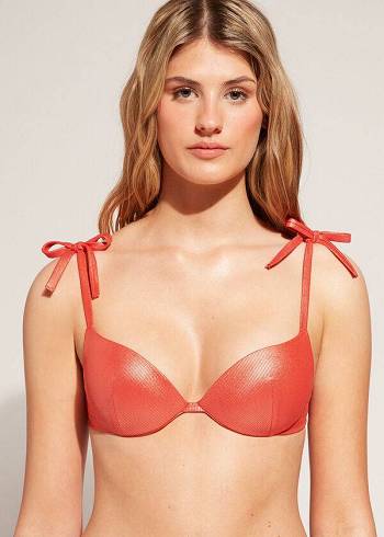 Calzedonia Graduated Gepolstert Push Up Antigua Bikinioberteile Damen Koralle Orange | CH2474IS