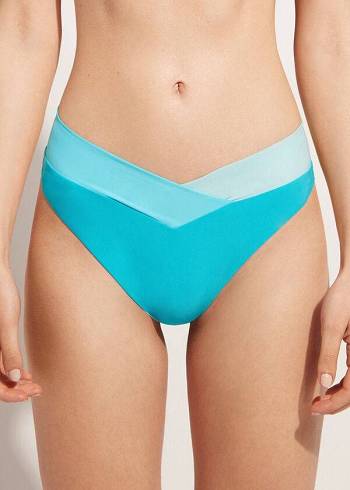 Calzedonia High-Cut Brazilian Azzorre Bikinihosen Damen Türkis Grün | CH2752WY