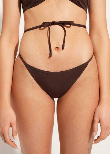 Calzedonia High-Cut Brazilian Islamorada Bikinihosen Damen Kaffee Braun | CH2751EX