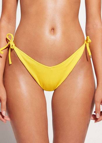 Calzedonia High Cut V-shaped Brazilian New York Bikinihosen Damen Gelb | CH2791IS