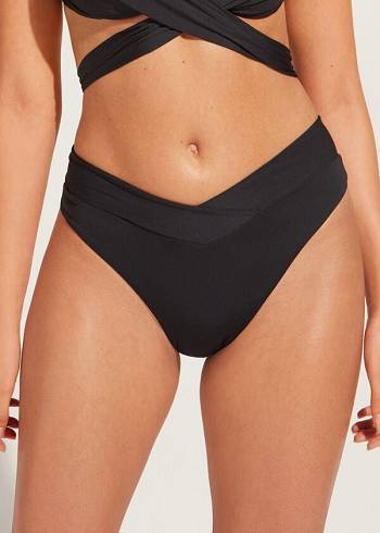 Calzedonia High-Taille V-Cut Brazilian Indonesia Eco Bikinihosen Damen Schwarz | CH2725EX