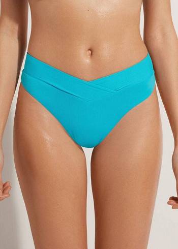 Calzedonia High-Taille V-Cut Brazilian Indonesia Bikinihosen Damen Türkis | CH2727QZ