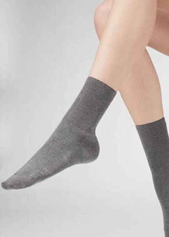 Calzedonia Kurzes in Baumwoll with Cashmere Socken Damen Grau | CH1693YU