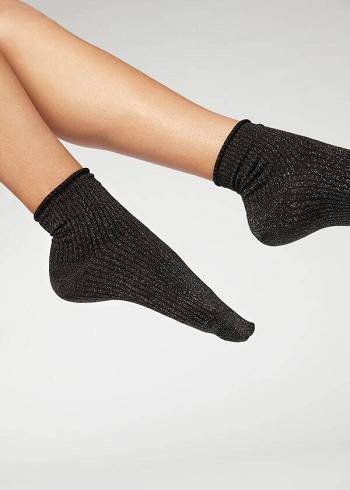 Calzedonia Kurzes with Glitter Socken Damen Schwarz | CH1666TV