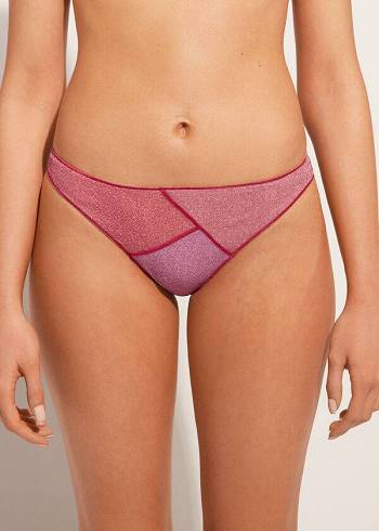 Calzedonia Lamé Lisbona Bikinihosen Damen Rosa | CH2702IS