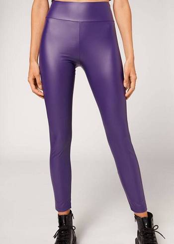 Calzedonia Leder Effect Leggings Damen Lila | CH1525ZG