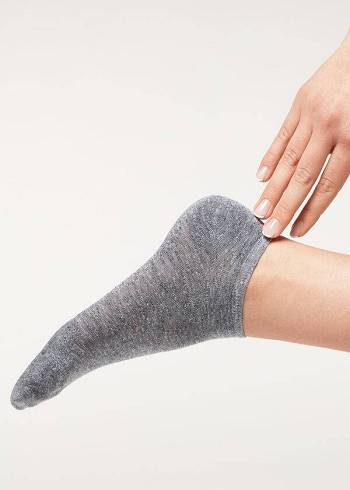 Calzedonia Linen and Viscose No-show Socken Damen Blau | CH1897WY