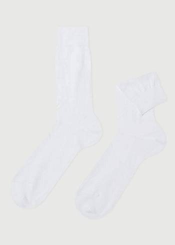 Calzedonia Lisle Thread Crew Socken Herren Weiß | CH1357IS