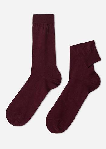 Calzedonia Lisle Thread Crew Socken Herren Bordeaux | CH1382UT