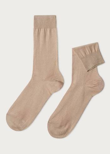 Calzedonia Lisle Thread Crew Socken Herren Beige | CH1384OR